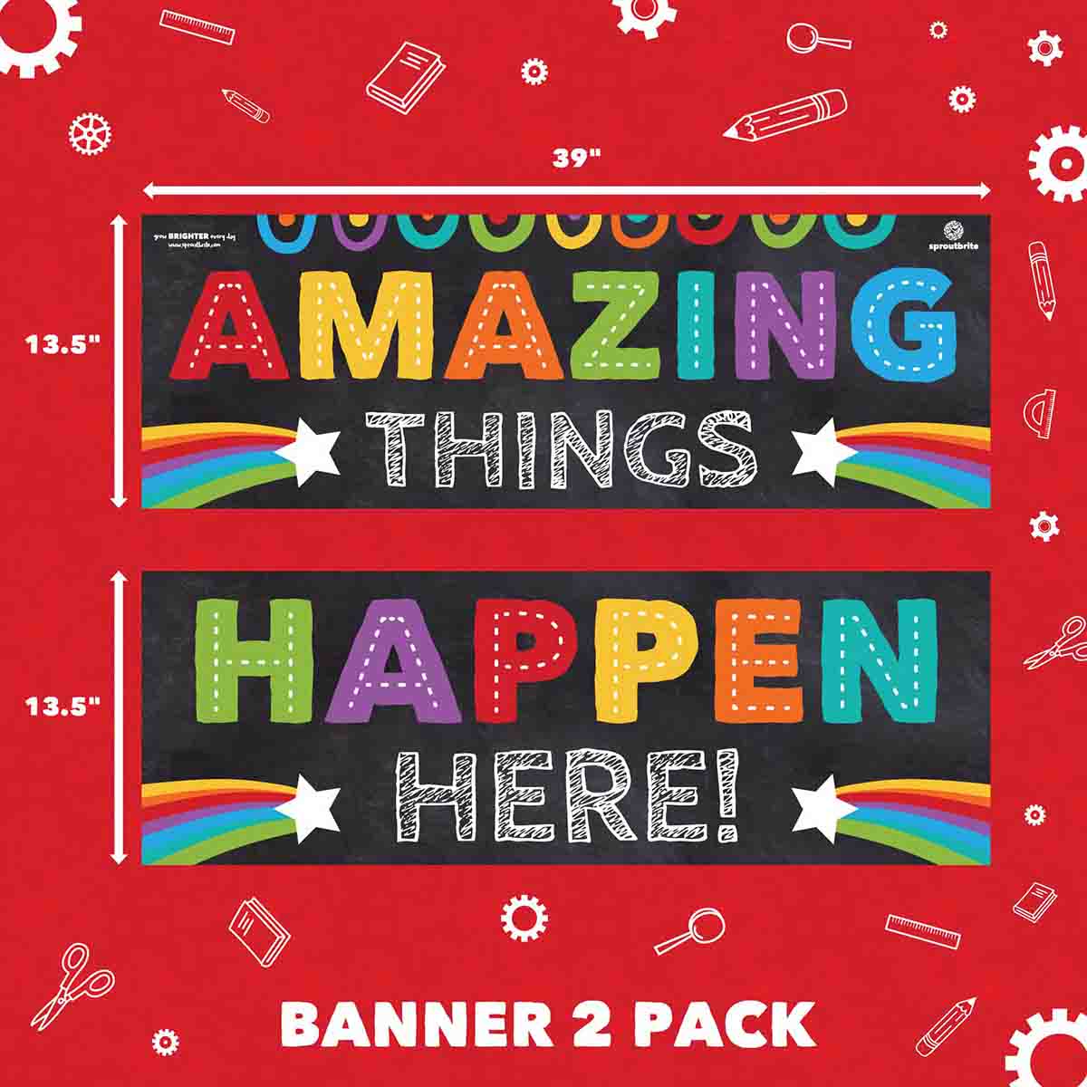 Amazing Things Happen Here Classroom Banner | Sproutbrite